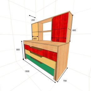 Кровать трехъярусная без крышки (размер 1432*656*750мм)